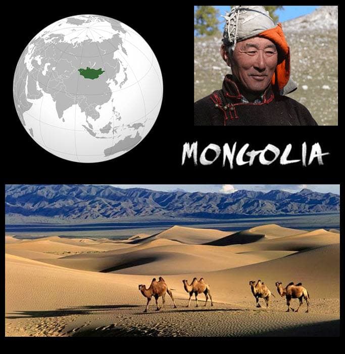 Mongolia is the least densely populated independent country in the world. In an area roughly the size of Quebec or Iran, there are 2.6 million people.