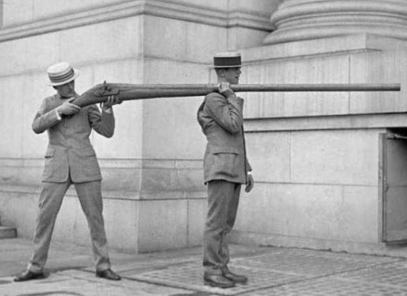 The "Punt-Gun" was originally used to hunt ducks. It was said to be able to kill 50+ birds at a time.