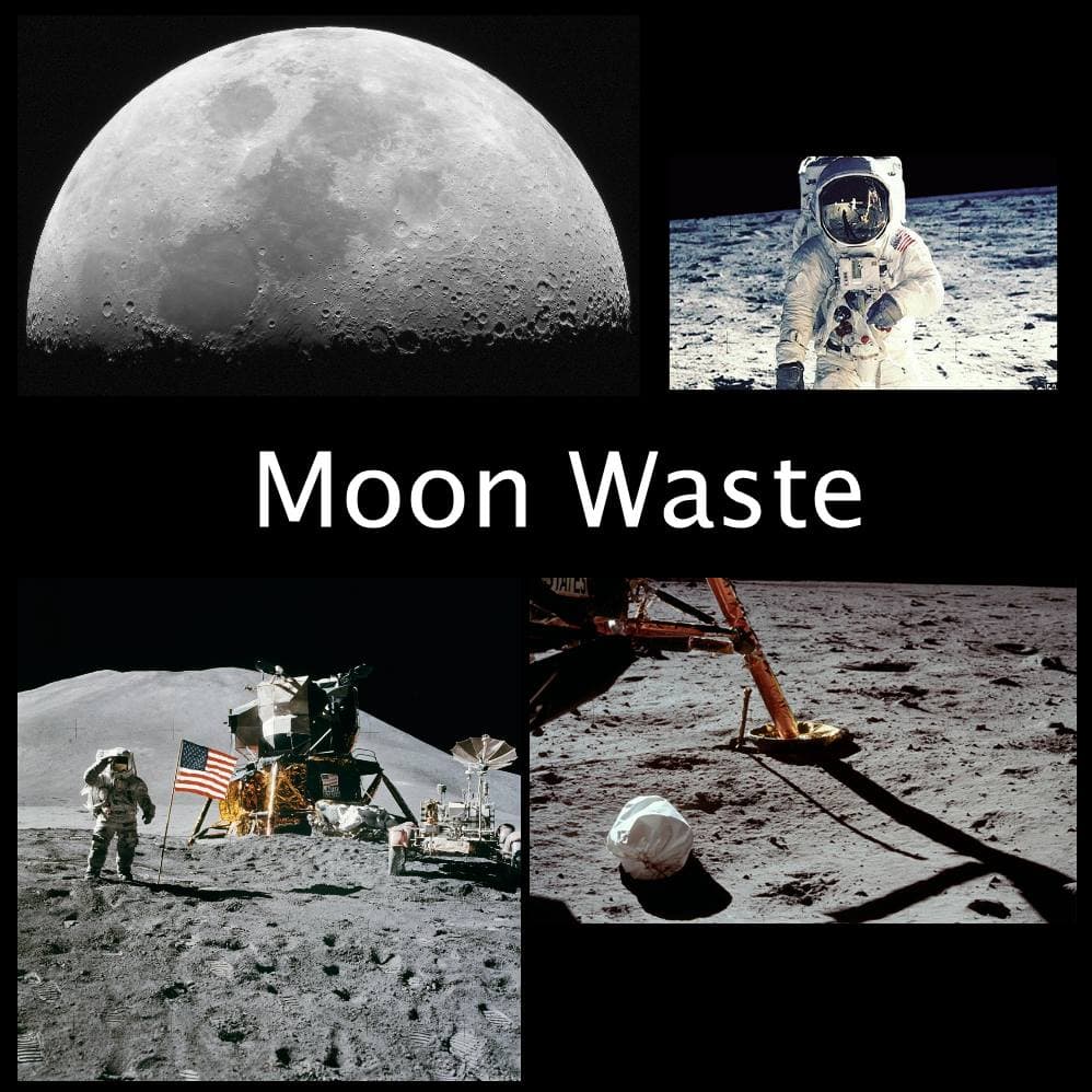 In total, Humans have left 96 bags of Urine, Feces, and Vomit on the moon in our various trips there.
